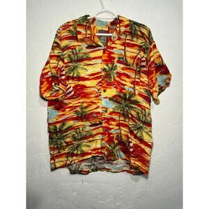 Pineapple Connections vintage tropical hawaiian button down camp shirt‎ mens M